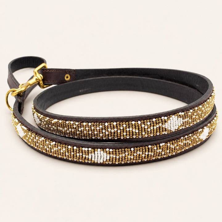 Laisse pour chien en perles et cuir Gigi Coast