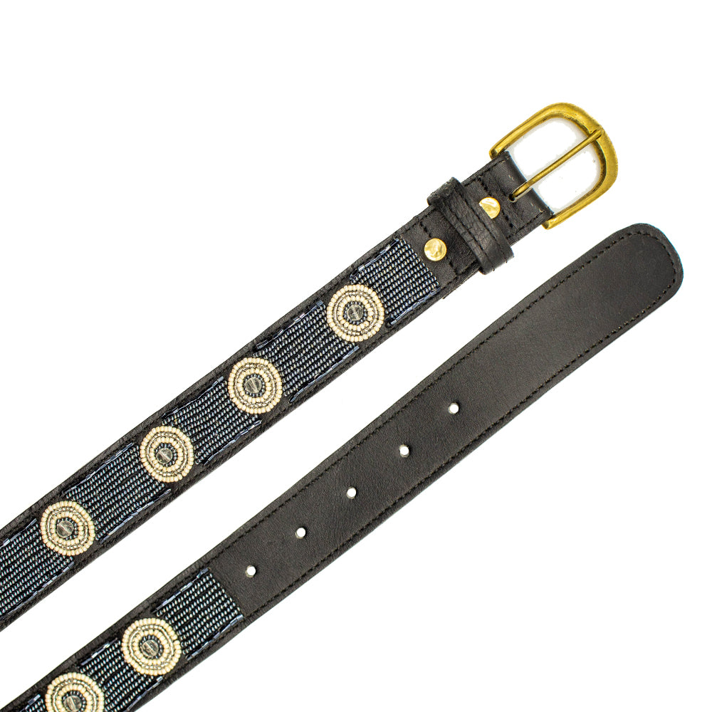 Ceinture en perles et cuir Gigi Silver
