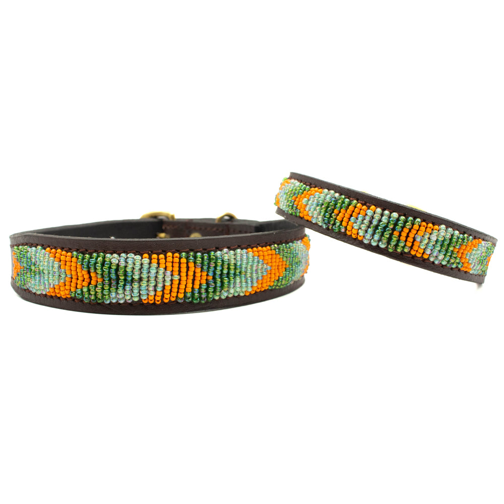 Collier pour chien en perles et cuir Gigi Clémentine
