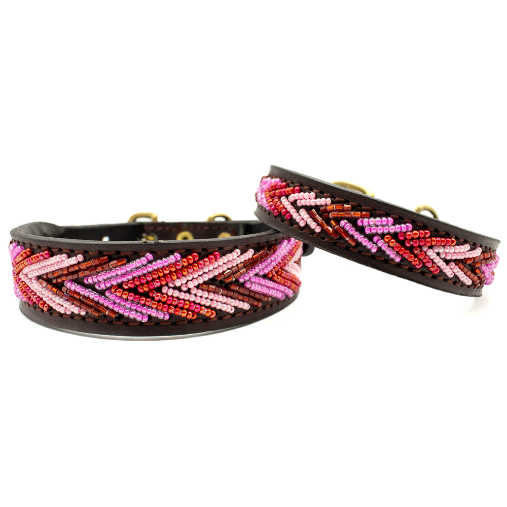 Collier pour chien en perles et cuir Gigi Themba