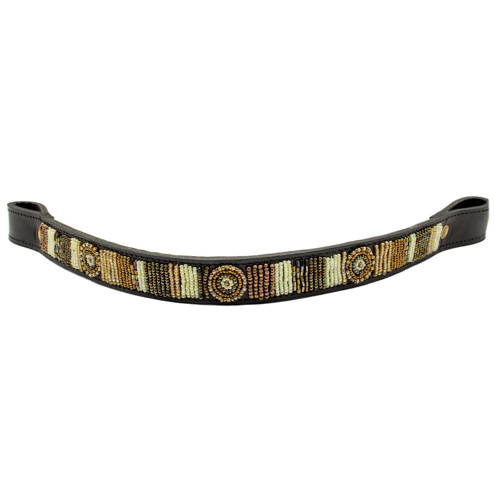 Frontal cheval en perles et cuir Gigi Golden