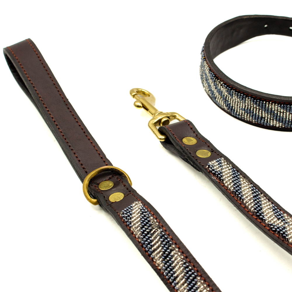 Laisse pour chien en perles et cuir Gigi Zenya