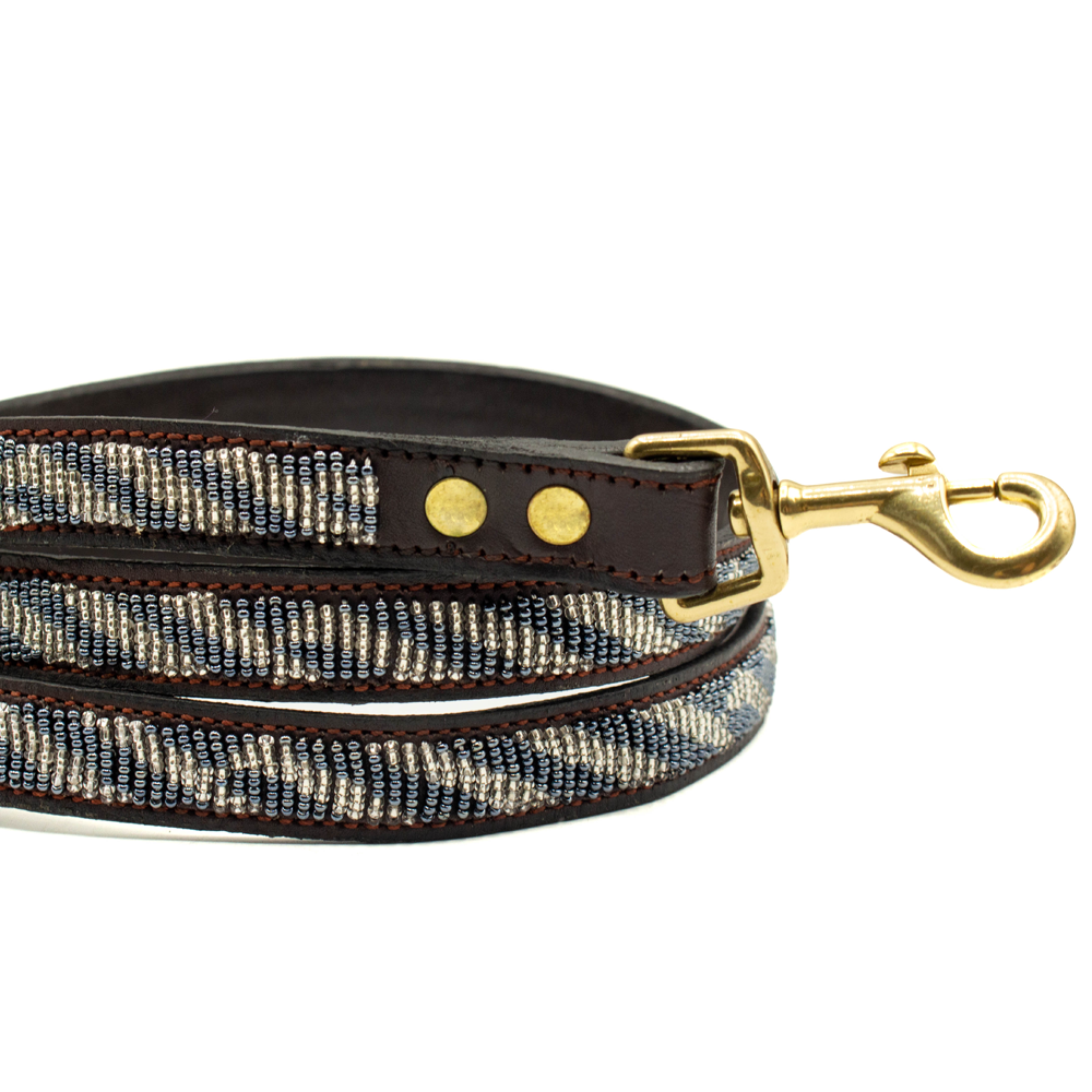 Laisse pour chien en perles et cuir Gigi Zenya