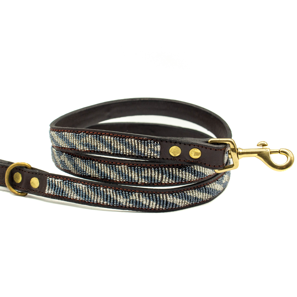 Laisse pour chien en perles et cuir Gigi Zenya