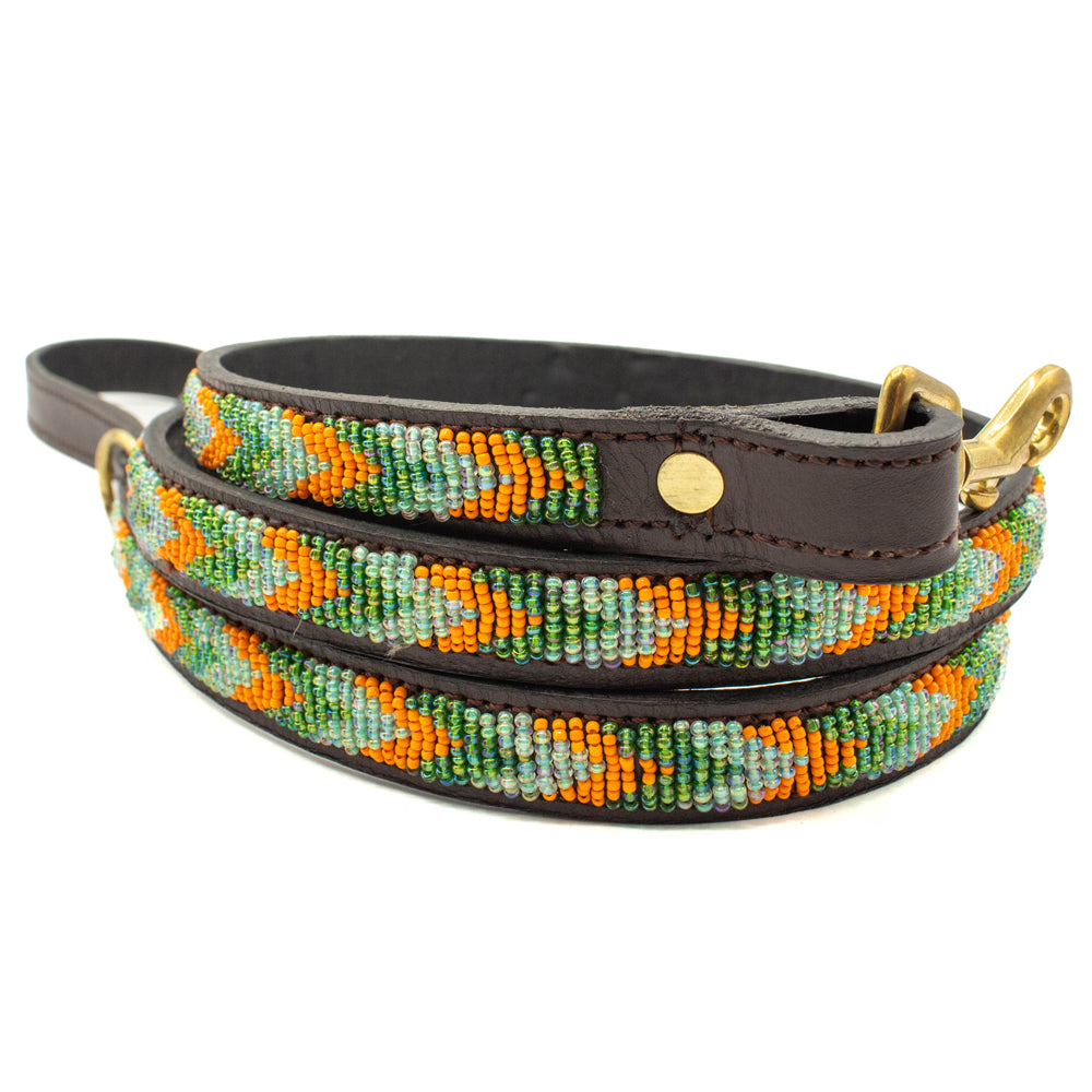 Laisse pour chien en perles et cuir Gigi Clémentine