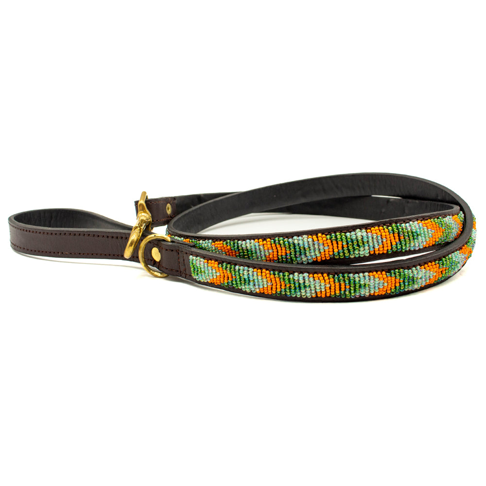 Laisse pour chien en perles et cuir Gigi Clémentine