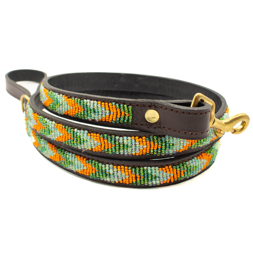 Laisse pour chien en perles et cuir Gigi Clémentine