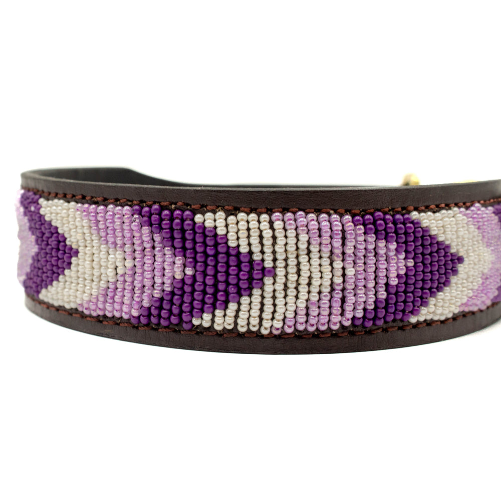 Collier pour chien en perles et cuir Gigi Lilac