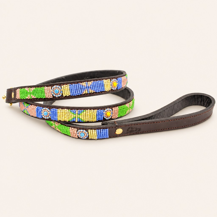 Laisse pour chien en perles et cuir Gigi Charlie