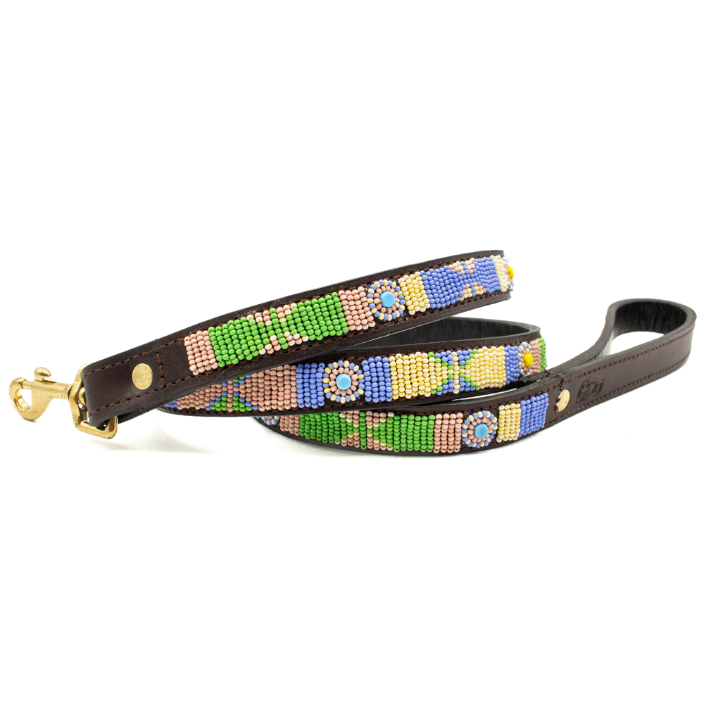 Laisse pour chien en perles et cuir Gigi Charlie