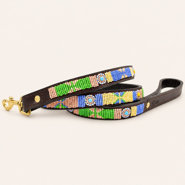 Laisse pour chien en perles et cuir Gigi Charlie