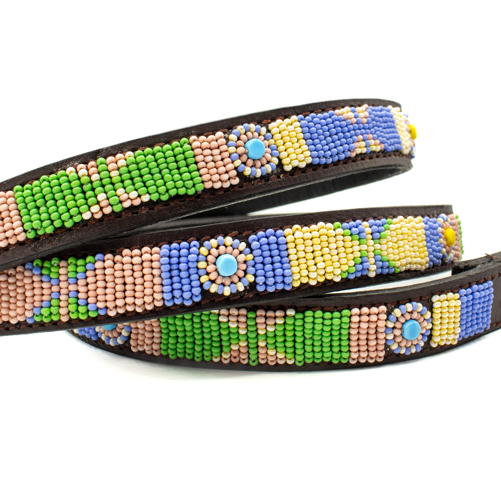Laisse pour chien en perles et cuir Gigi Charlie