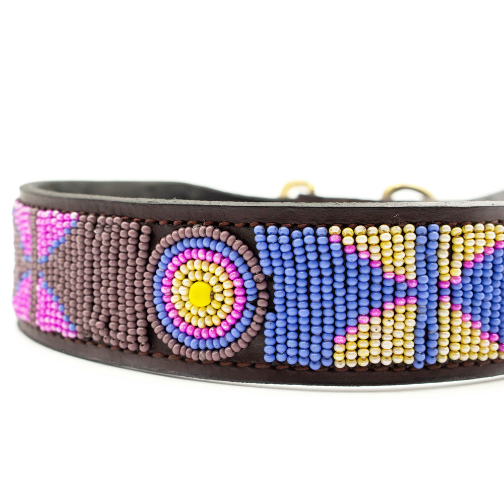 Collier pour chien en perles et cuir Gigi Olga
