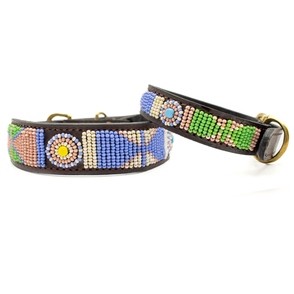 Collier pour chien en perles et cuir Gigi Charlie