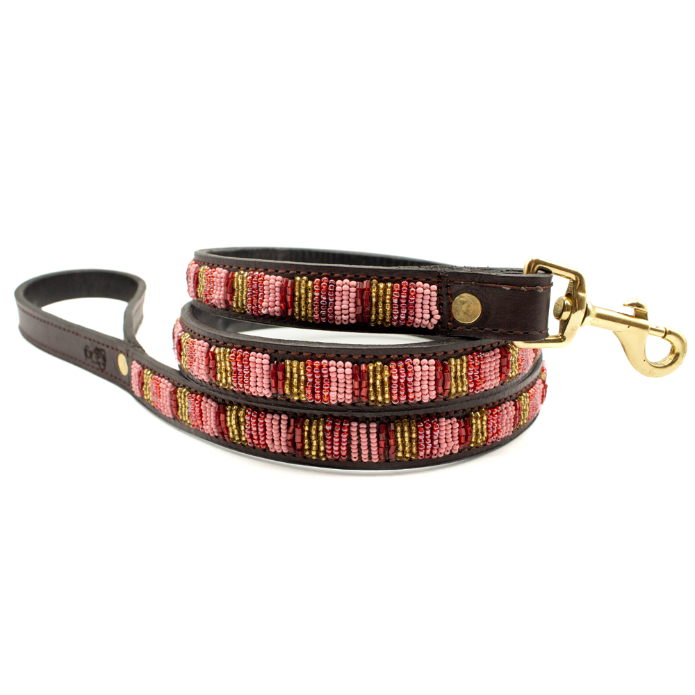Laisse pour chien en perles et cuir Gigi Valhia