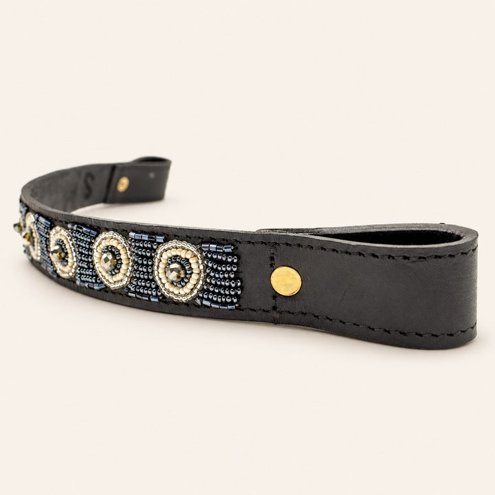 Frontal cheval en perles et cuir Gigi Silver