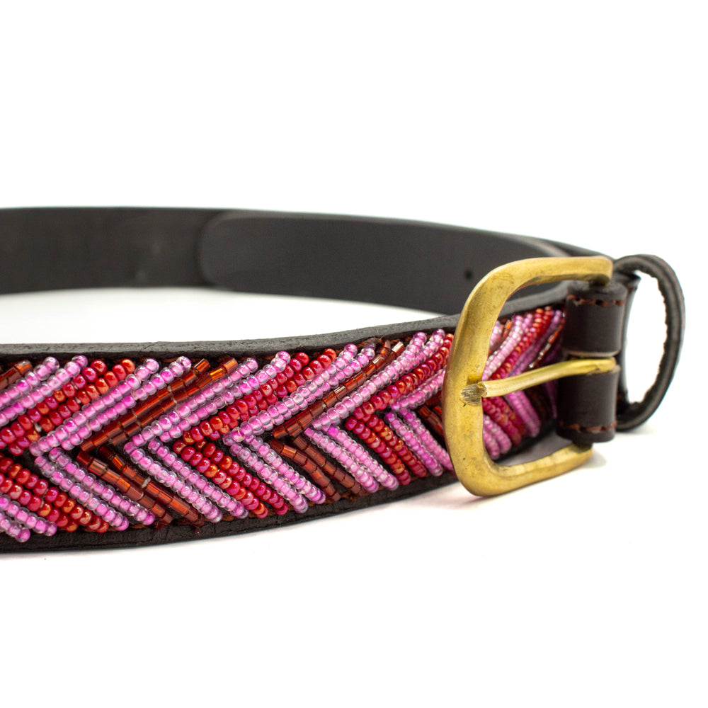 Ceinture en perles et cuir Gigi Themba