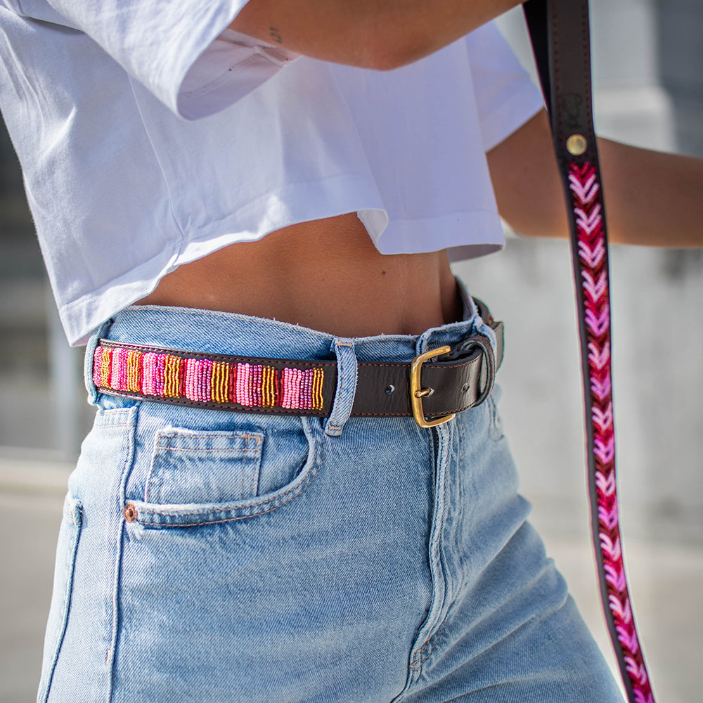 Ceinture en perles et cuir Gigi Valhia