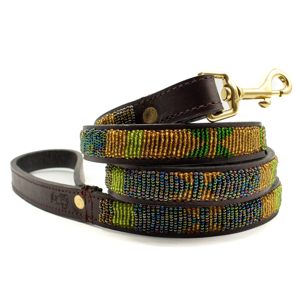 Laisse pour chien en perles et cuir Gigi Rudy