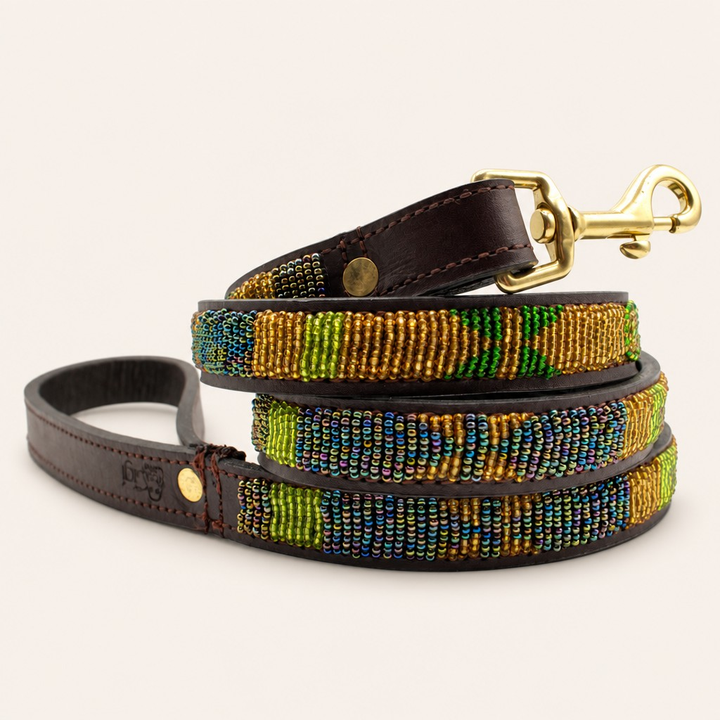 Laisse pour chien en perles et cuir Gigi Rudy
