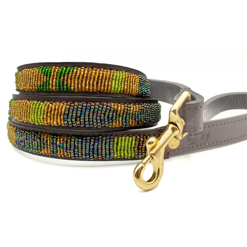 Laisse pour chien en perles et cuir Gigi Rudy