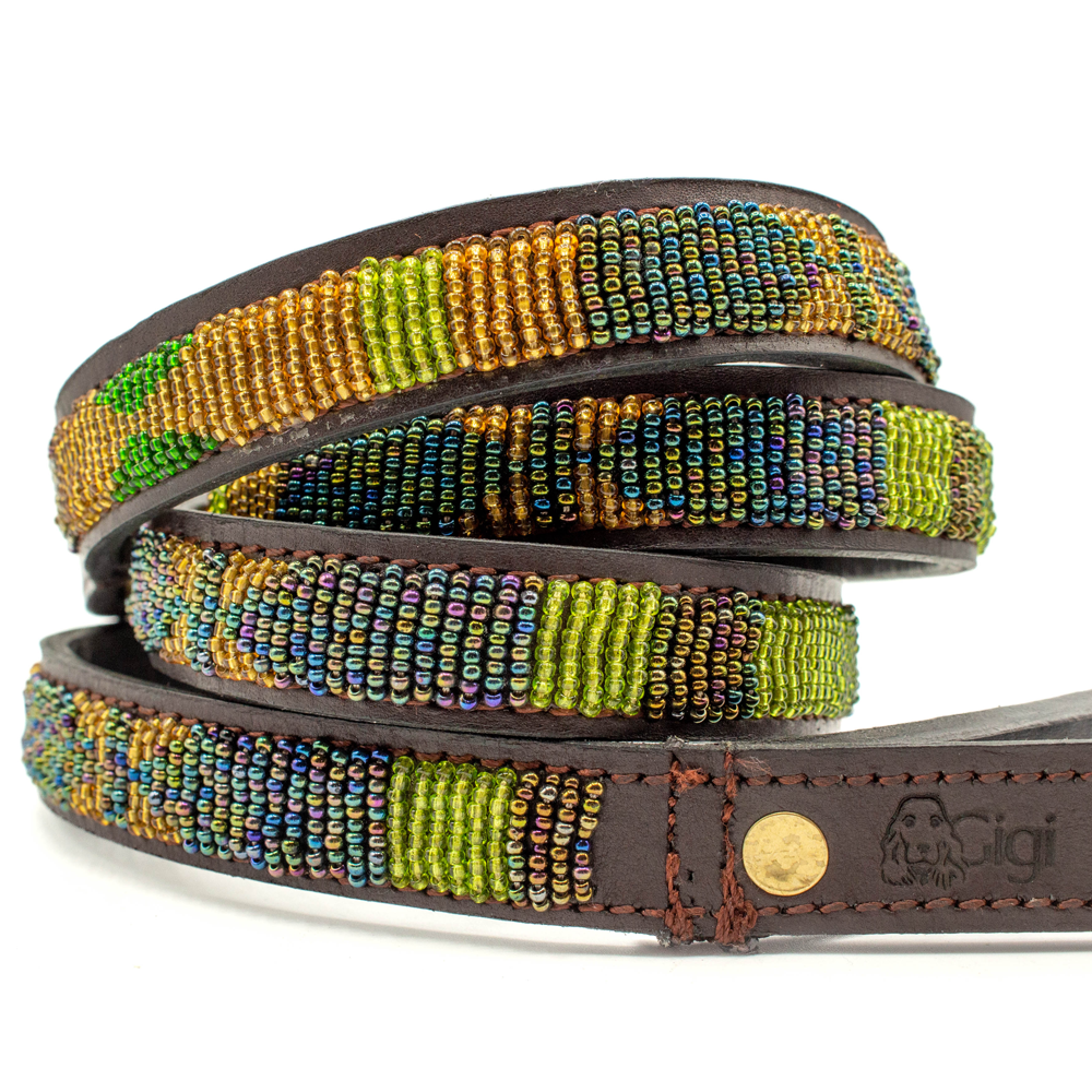 Laisse pour chien en perles et cuir Gigi Rudy
