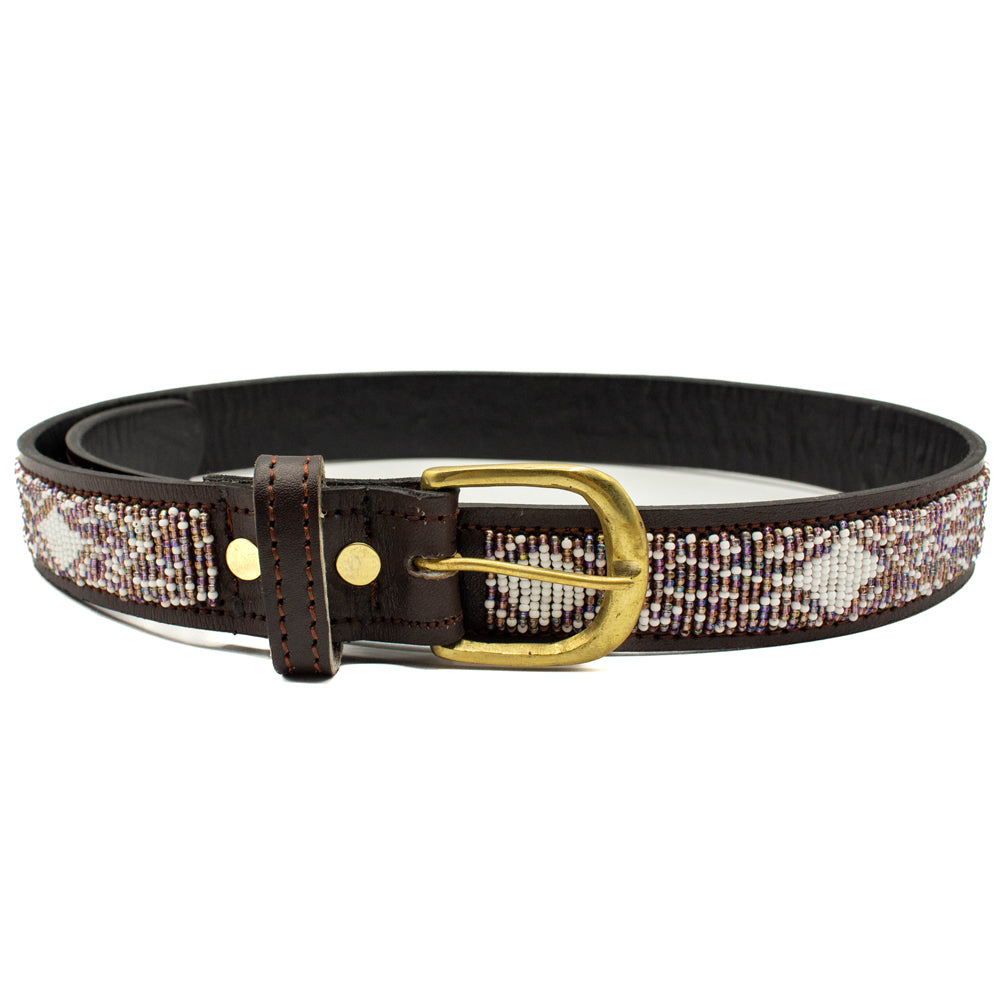 Ceinture en perles et cuir Gigi Violette