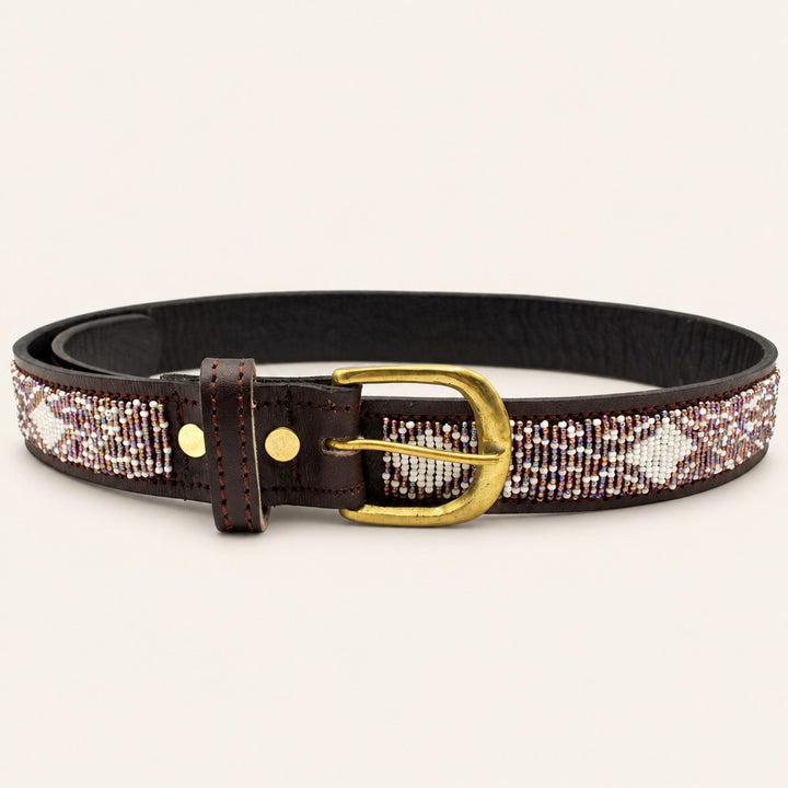 Ceinture en perles et cuir Gigi Violette