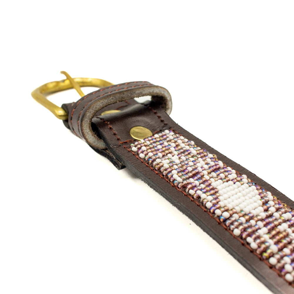 Ceinture en perles et cuir Gigi Violette