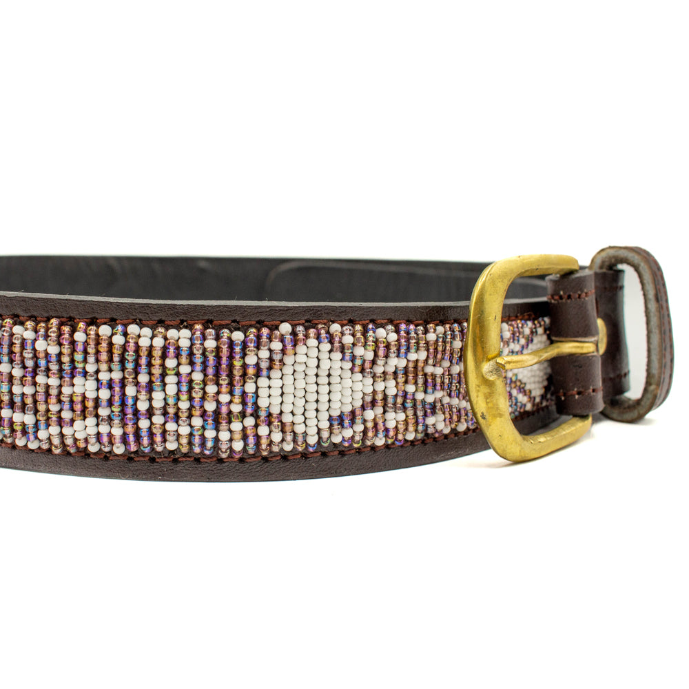 Ceinture en perles et cuir Gigi Violette