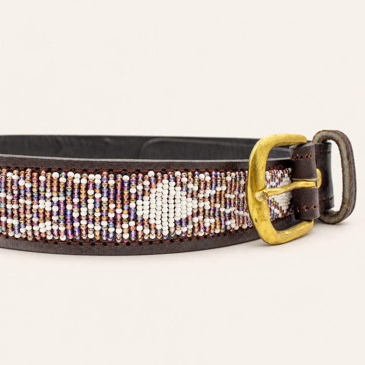 Ceinture en perles et cuir Gigi Violette