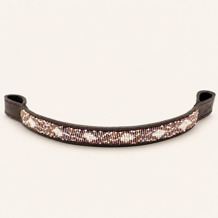Frontal cheval en perles et cuir Gigi Violette
