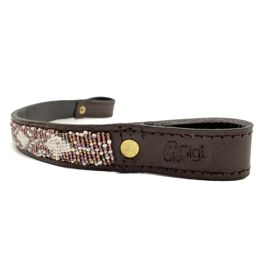 Frontal cheval en perles et cuir Gigi Violette