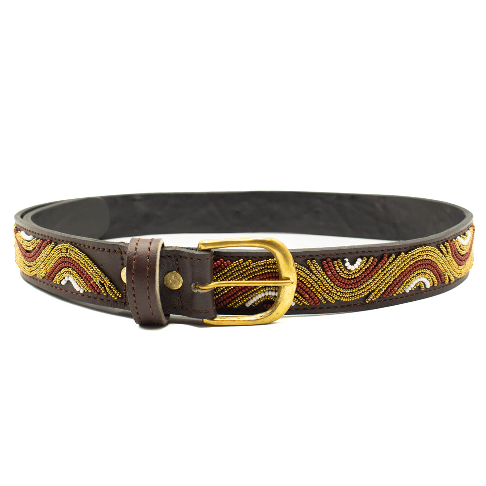 Ceinture en perles et cuir Gigi Wavy