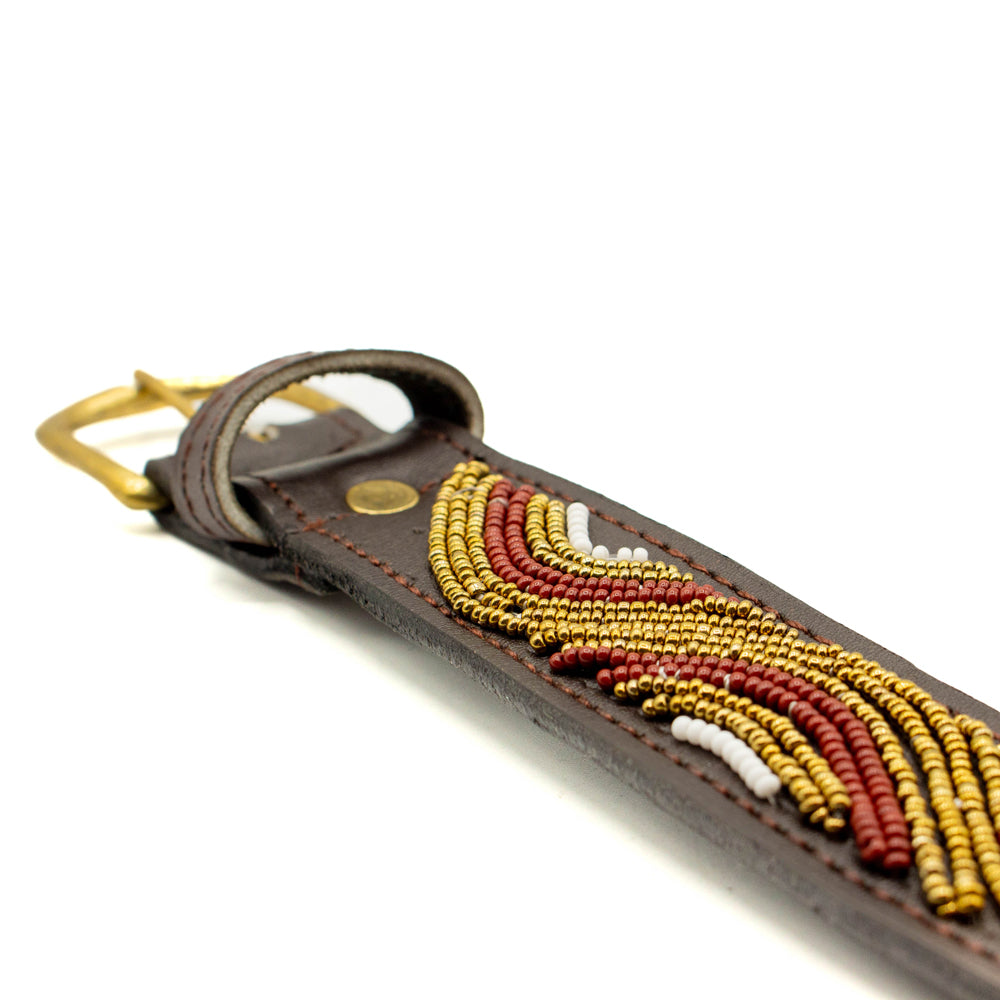 Ceinture en perles et cuir Gigi Wavy