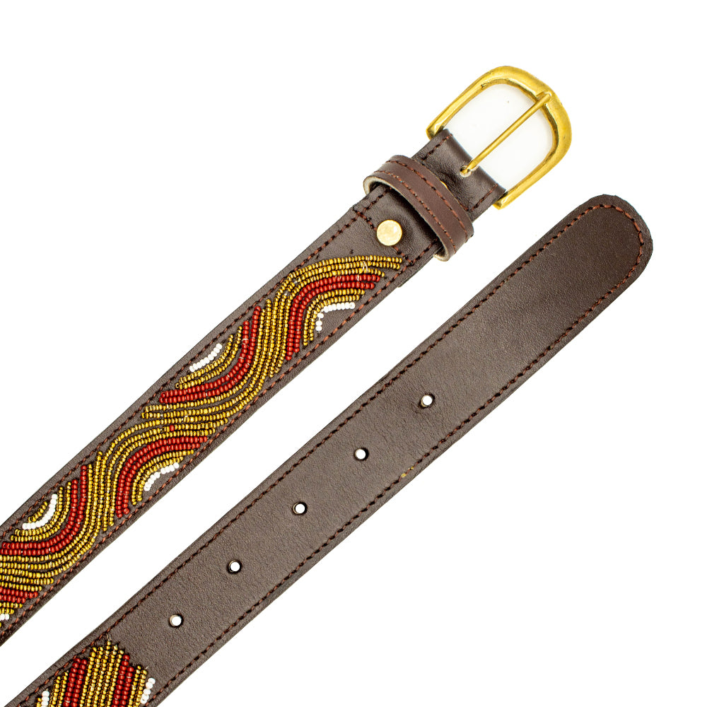 Ceinture en perles et cuir Gigi Wavy