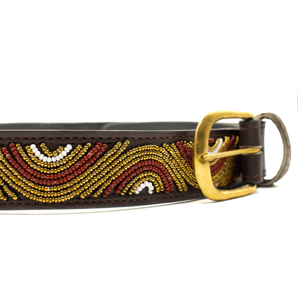 Ceinture en perles et cuir Gigi Wavy