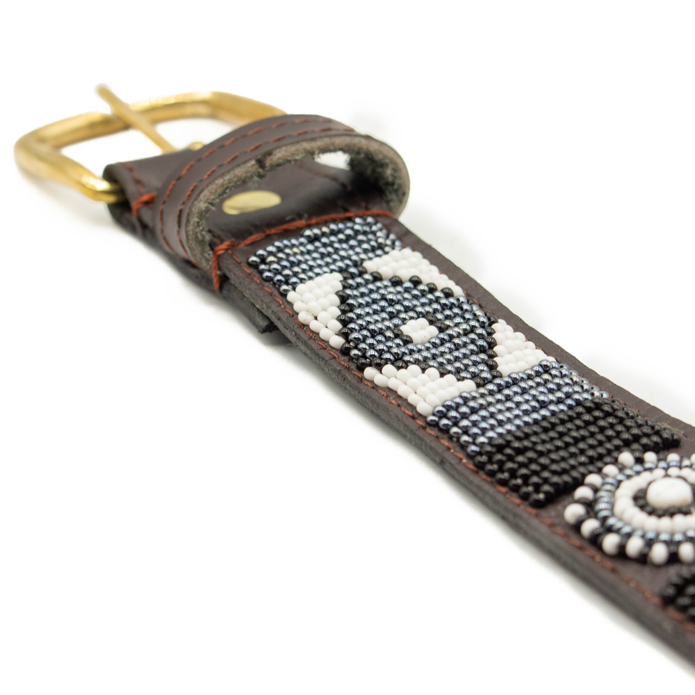 Ceinture en perles et cuir Gigi B&W
