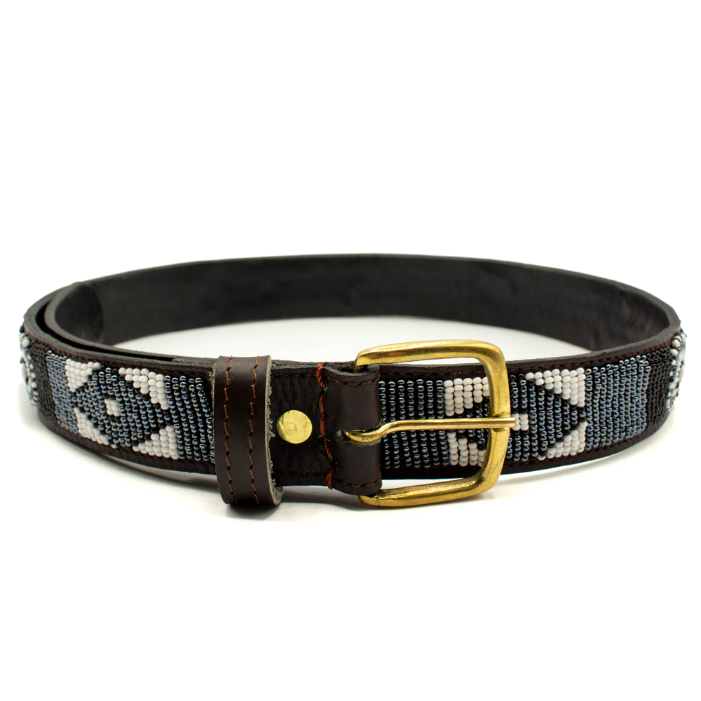 Ceinture en perles et cuir Gigi B&W