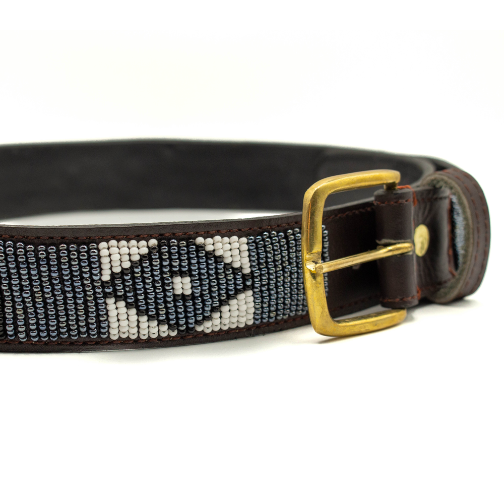 Ceinture en perles et cuir Gigi B&W