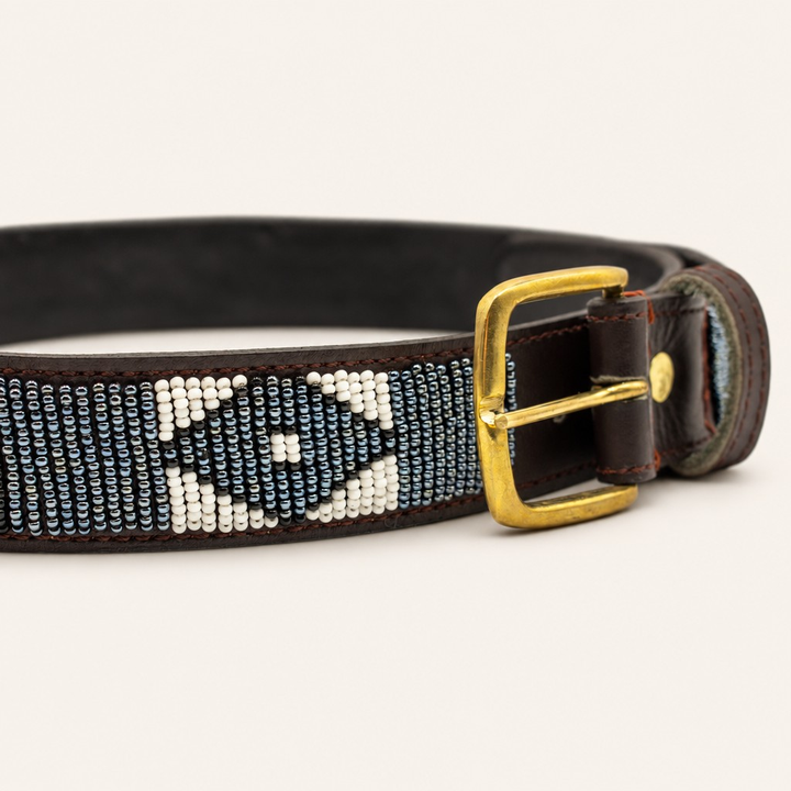 Ceinture en perles et cuir Gigi B&amp;W