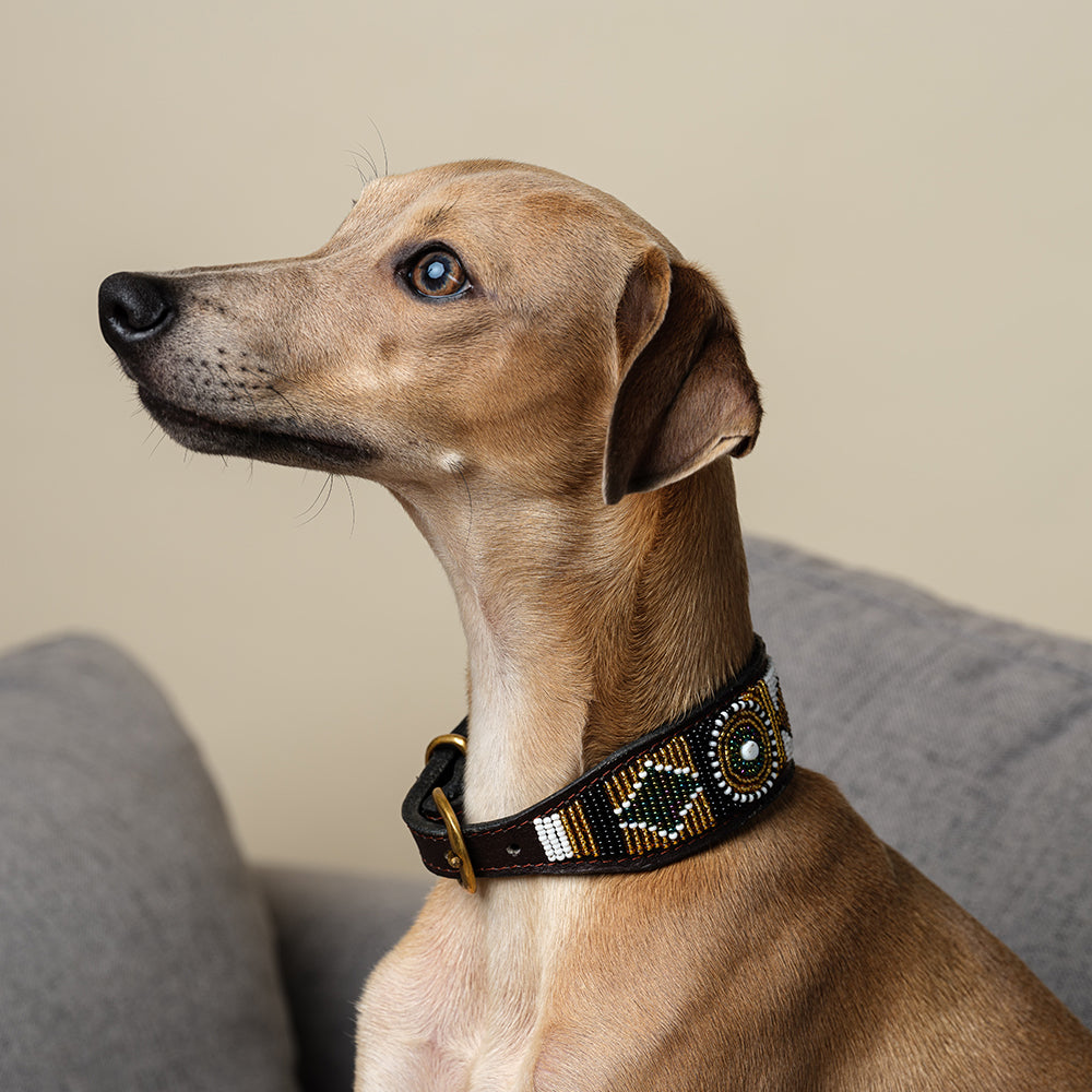 Collier pour chien en perles et cuir Gigi Scottie