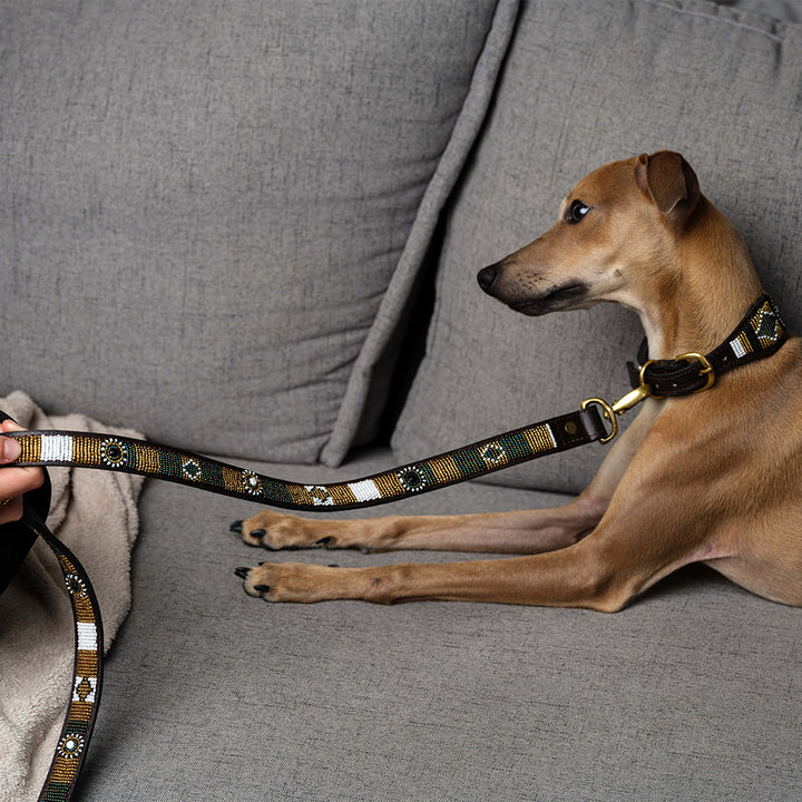 Laisse pour chien en perles et cuir Gigi Scottie