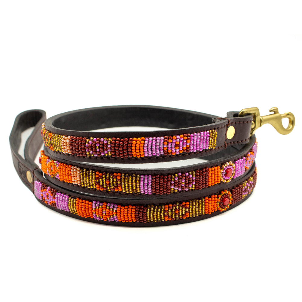 Laisse pour chien en perles et cuir Gigi Vini