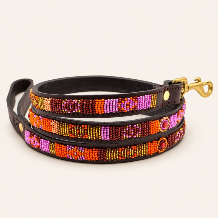 Laisse pour chien en perles et cuir Gigi Vini