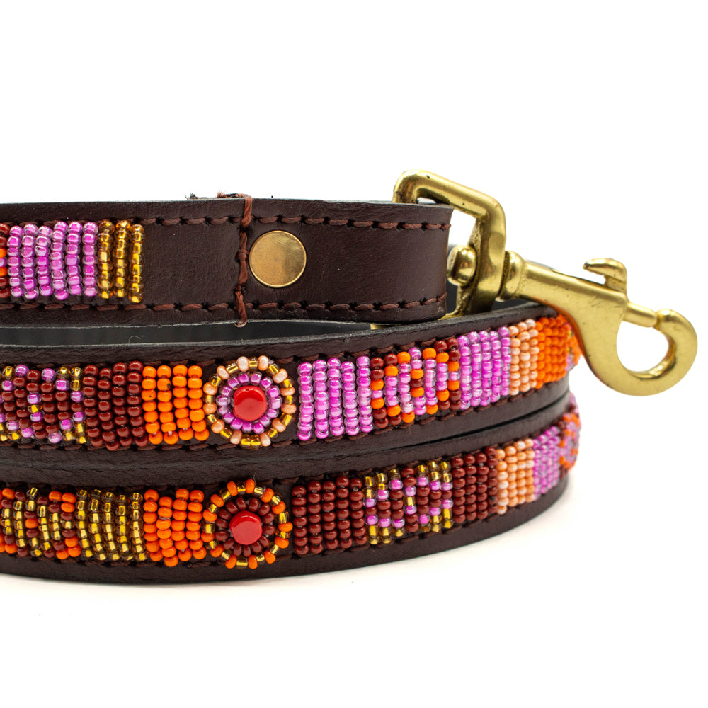 Laisse pour chien en perles et cuir Gigi Vini