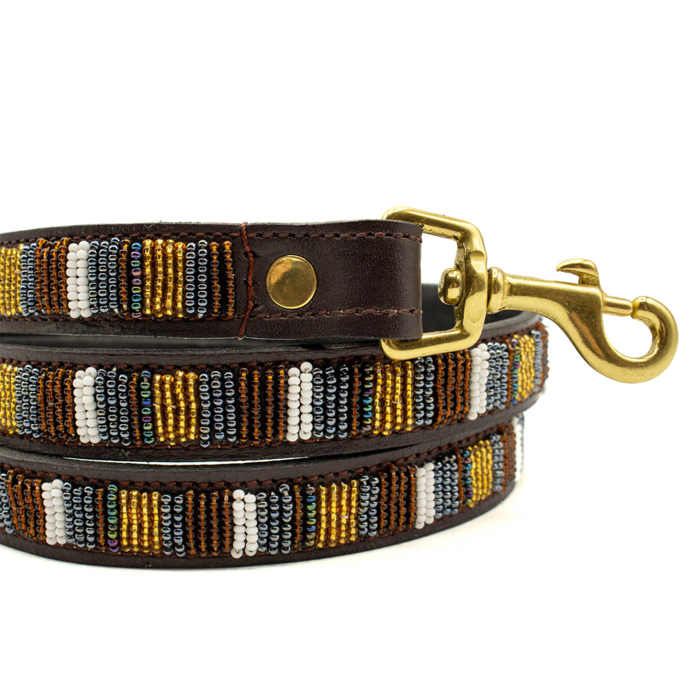 Laisse pour chien en perles et cuir Gigi Titan
