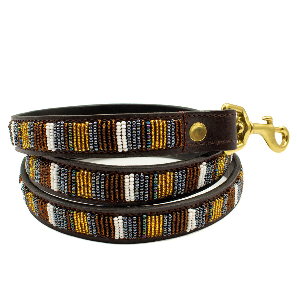 Laisse pour chien en perles et cuir Gigi Titan